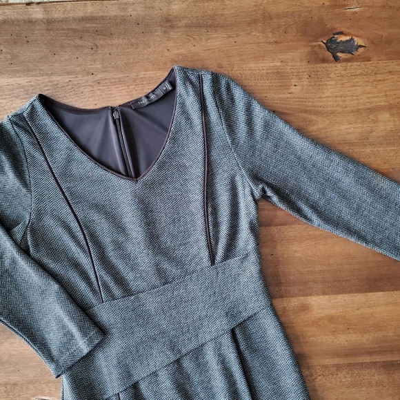 The Limited Brown Herringbone Piped Dress - Picture 6 of 10